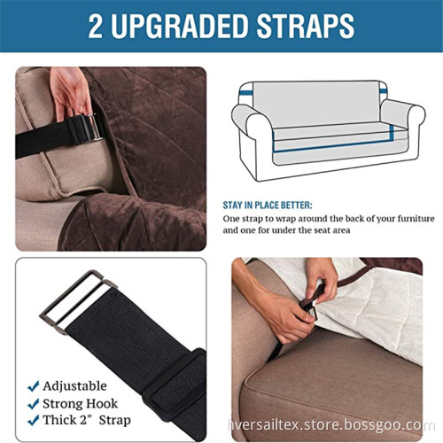 Gesteppter dicker Samt Loveseat Protector Schonbezüge Plüsch Couch Cover Loveseat 2 Kissenbezug